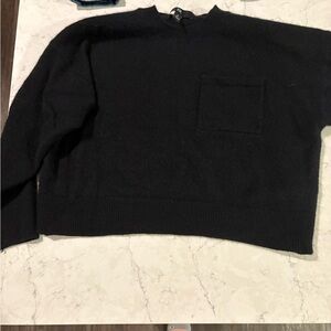 Black Crewneck Sweater with Loose Fit and Cropped Style